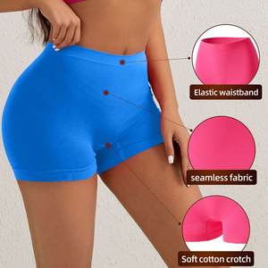 Mid Waist <b>Tummy</b> <b>Control</b> 100% Cotton Breathable Bermuda Shorts with Elastic Waist for Gym Yoga Running Workout Dance - Product Image 4