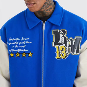 Chaqueta universitaria de béisbol con manga de cuero bordada personalizada al por mayor estilo Letterman en blanco Hip Hop recubierto de invierno personalizable - Product Image 5