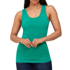 Harry Johnson Production Women's Solid Color Knitted <b>Tank</b> <b>Top</b> Scoop Neck Casual Sleeveless <b>Top</b> Regular Length <b>Green</b> - Product Image 6