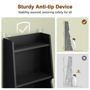 Estantería de Estilo Nórdico de 5 Niveles <span class=keywords><strong>con</strong></span> Luces LED, Estantería Decorativa Inclinada para Sala de Estar, Librería de Madera - Product Image 5