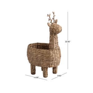 Handwoven Rustic Natural Water Hyacinth Reindeer Shaped <b>Basket</b> <b>Toys</b> <b>Storage</b> <b>Basket</b> Seasonal Decor from Vietnam - Product Image 4