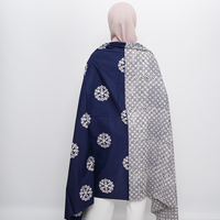 Tela Batik estampada con motivo de ciudad antigua de Semarang azul, producto de Indonesia de Setitik Culturware
