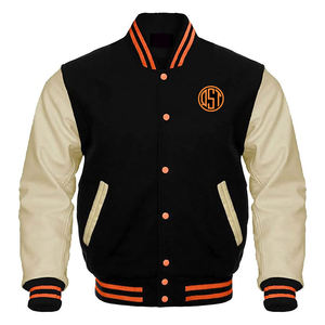 Chaquetas universitarias de seda/algodón negras de retales transpirables de invierno totalmente personalizadas para hombres con bordado personalizado - Product Image 1