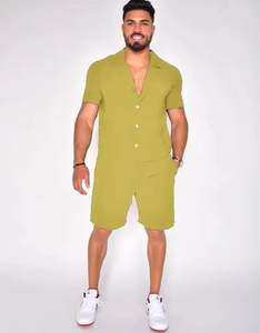 Chándales informales de manga corta de poliéster transpirable para hombre, ropa informal de verano, colores sólidos - Product Image 4