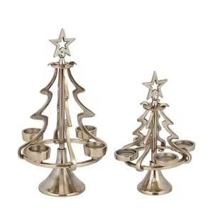 Bougeoir à bougie chauffe-plat en forme d'arbre doré fait à la main avec guirlandes lumineuses pour la décoration de Noël de la maison et de la chambre d'hôtel - Product Image 1
