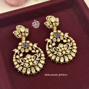 Boucles d'oreilles chandelier Tanzenite vintage tendance plaquées or 18 carats, forme fleur, zircon, diamant, saphir, or rose pour mariage - Product Image 3