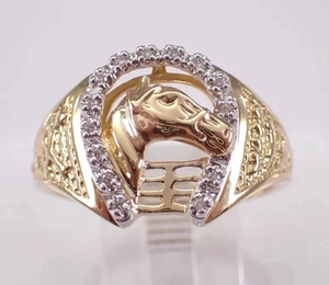 1.00 Ct Real Round Moissanite Engagement Ring 14K Yellow Gold Plated <b>Horseshoe</b> Style - Product Image 1