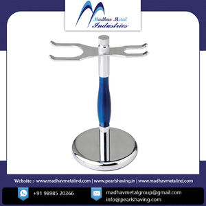 Customizable Metal Shaving Stand with <b>Synthetic</b> <b>Hair</b> Razor and Brush Holder Available in Various Colors - Product Image 2