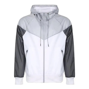 Chaqueta cortavientos con capucha impermeable y ligera de alta calidad para hombre, chubasquero de talla grande con logotipo estampado personalizado estilo deportivo - Product Image 3