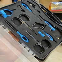 Kit completo de herramientas para atado de moscas, incluye bobinador, tijeras, apilador de plumas, moscas de pesca para pescadores.