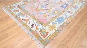 พรมปูพื้นสีชมพูทันสมัยขนสัตว์แท้ทำมือปรับขนาดได้หลากสีชุดทันสมัย - Product Image 3