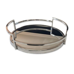 Nueva tendencia desayuno comida forma redonda venta al por mayor Color personalizado decorativo té café servir bandeja de aluminio para el hogar y hoteles - Product Image 4