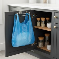 Support mural en fil métallique pour sacs poubelles, sur mesure pour armoire de cuisine, à suspendre sur la porte du placard