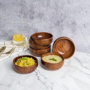 Ensemble de vaisselle en bois écologique pour les collations du soir bol en bois massif de haute qualité bols naturels - Product Image 5