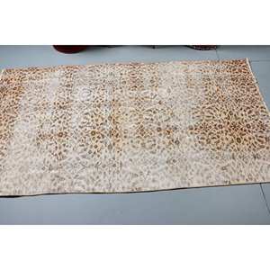 Vintage Large Area Wool <b>Rug</b> 3.5' X 6.8' <b>Boho</b> Style Geometric Patchwork Hallway Rectangle Beige Brown Latex for Bedrooms Hallways - Product Image 3