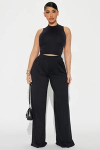 Vente en gros tendance Ensembles en coton pour femmes de la meilleure qualité Débardeur avec pantalon droit à jambe large pour femmes - Product Image 5