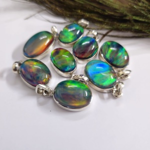 Aura Opal Cabochon Pendant in Silver 925 Handmade Silver Pendant in Silver - Product Image 3