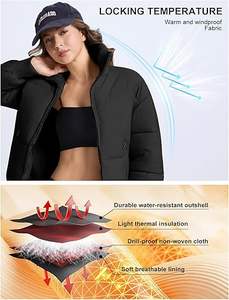 PEHMEA Veste bouffante courte pour femme Manteau court matelassé Vestes légères Vêtements d'extérieur d'hiver baggy chauds - Product Image 4