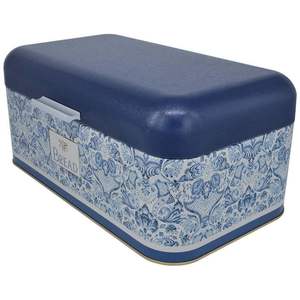 209x365x120mm Boîte à pain rectangulaire 9L Couvercle à charnière Inspiré de l'azulejo Bleu Blanc Motif décoratif Conteneur de stockage des aliments - Product Image 4