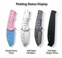 Couteau pliant d'extérieur en acier inoxydable de 7,8 pouces avec lame dentelée et pointe tombante, couteau de poche de haute qualité pour le camping et le bricolage