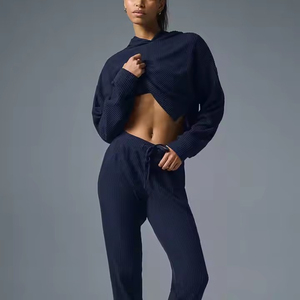 Conjuntos Deportivos de Sudadera con Capucha y Pantalones Deportivos para Mujer, Ropa Deportiva para Correr, Sudadera Corta con Capucha, Chándal - Product Image 3