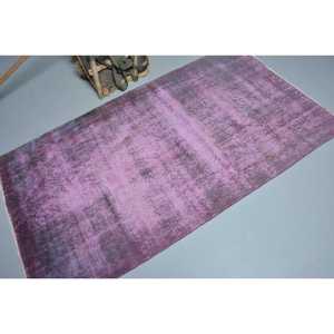 พรมตุรกีวินเทจ ขนาด 3.6x6.4 ฟุต พรมสีพื้นประดับชมพู - Product Image 2