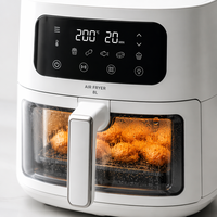 Friteuse à air visuelle 8L grande capacité avec boîtier en plastique et écran tactile LCD, four électrique pour la cuisine domestique