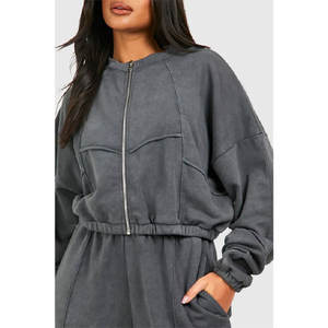 Conjunto Deportivo de Dos Piezas para Mujer, Chaqueta con Cierre y Pantalones Jogger de Color Sólido, Manga Larga - Product Image 6