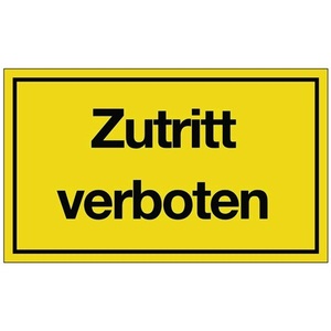 No Entry Sign L250 X W150 mm Yellow/Black <b>Plastic</b> Yard & Lawn Warning Sign - Product Image 1