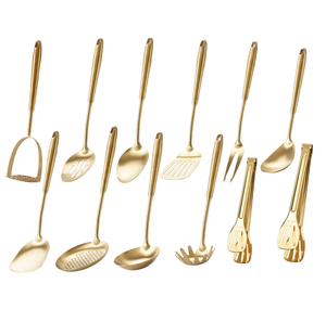 Cucharón de latón Cuchara Cucharones de cocina Cuchara 12 piezas Utensilios de cocina Artículos de hotel Cuchara de latón Accesorio decorativo - Product Image 3