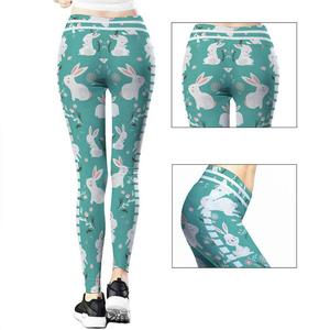 กางเกงเลกกิ้งแบบถักเอวกลางเอวระบายอากาศพิมพ์โลโก้ตามสั่งของผู้หญิง2024มีหลายสี - Product Image 3