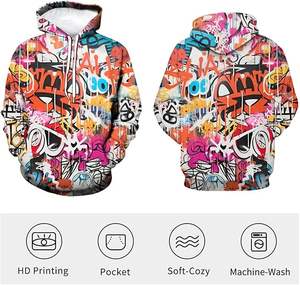 Sudaderas con Estampado de Grafiti para Hombre, Ropa Masculina Personalizada de Alta Calidad, Diseño Superior 2024, Sudaderas 100% Algodón - Product Image 3