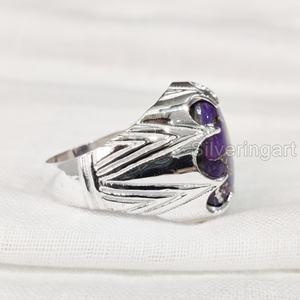 Anillo de exportación para hombre, piedra preciosa turquesa de cobre púrpura Natural, anillo de piedra natal de diciembre, joyería fina árabe, anillo de Plata de Ley 925 - Product Image 5