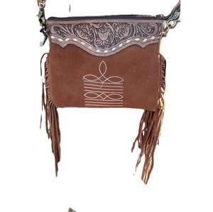 Bolso Bandolera Artesanal 2025 para Mujer, Estilo Bohemio, Gamuza Marrón, Cierre de Cremallera, Ecológico, para Viajes y Uso Diario - Product Image 1
