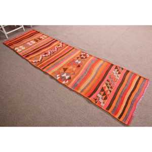 Vintage Turkish <b>Rug</b>, 2.8x9.7 ft <b>Runner</b> <b>Rug</b>, Orange Brown Moroccan <b>Rug</b> - Product Image 3