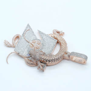 Pendentif Hip Hop en or rose 14 carats éblouissant pour homme de laboratoire cultivé avec une coupe brillante et une clarté VVS pour toute occasion - Product Image 4