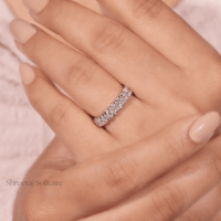 Bague demi-éternité classique unisexe en argent sterling plaqué rhodium, zircon glacé certifié VVS, 3mm 4mm 5mm, pour mariage, anniversaire, fête
