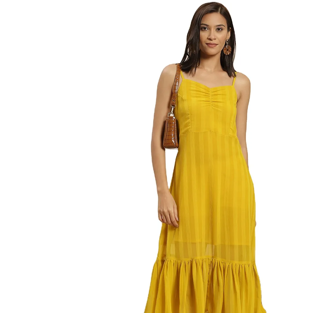 2023 new arrivals undefined dresses women yellow agastya chiffon strap dress for women Modern Design dress