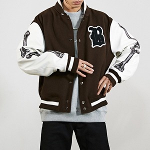 Vente en gros vestes Letterman Varsity pour hommes camouflage Sports Varsity Jacket avec col montant manches en cuir Option pas cher - Product Image 2