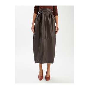 Jupe plissée en similicuir pour femme - Product Image 1