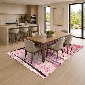 Tapis de salon en chenille antidérapant, imprimé numériquement, style anatolien traditionnel, rose prune, lavable en machine, vente en gros, RUGS DEPOT LXDP-0819 - Product Image 4