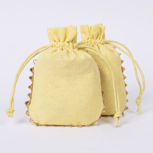 Luxury Indian Cotton Handmade <b>Jewelry</b> <b>Container</b> Custom Logo Drawstring Necklace Pouch Small Coin Bag Wholesale Luxury Gift - Product Image 5