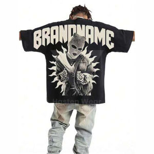 Diseño libre Camisetas De Hombre Abajo Hombro Heavyweight Boxy Fit Camiseta Gráfico Camisetas recortadas de algodón de gran tamaño - Product Image 5