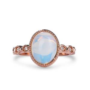 Jeulia Enchanting <b>Moon</b> Oval Cut Moonstone Rose Gold Plated Sterling Silver <b>Ring</b> - Product Image 1