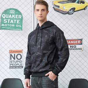 Sudadera con capucha de gran tamaño de lana de algodón con bolsillo para hombre de canguro, sudadera cálida de invierno con hombros caídos, logotipo personalizado - Product Image 2