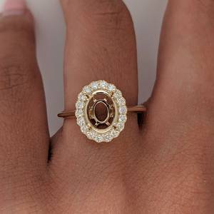 ชิ้นส่วนแหวน925สเตอร์ลิงชุบทอง14K ทำด้วยมือสำหรับผู้หญิงขนาด7x9มม. เครื่องประดับหินกึ่งภูเขา - Product Image 1