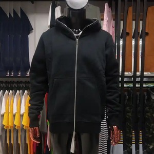 2025 Trendy 400 GSM Fleece Sudadera con capucha y cremallera de cara completa para hombre, manga larga, estampado de logotipo personalizado informal para la temporada de invierno, técnicas teñidas lisas - Product Image 5