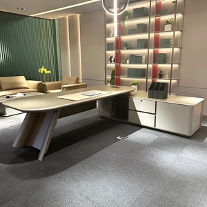 Bureau de direction en forme de L de luxe, écologique, avec rangement, moderne, ergonomique, en bois, avec structure métallique robuste - Product Image 4