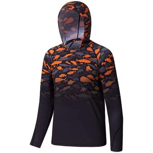 Dropshipping Customized Low MOQ Sublimation Printing Quick Dry Polyester Performance <b>Fishing</b> <b>Hoodie</b> UPF 50 Hooded <b>Fishing</b> Shirt - Product Image 1
