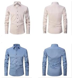 Chemise habillée décontractée formelle pour hommes Vêtements d'extérieur de bonne qualité Chemise habillée à manches longues pour hommes Vente en gros - Product Image 6